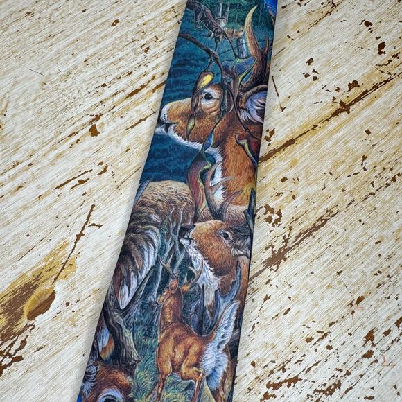 Ralph Marlin Deer Hunting Woods Vintage 1988 Neck Tie One Size - Picture 3 of 8